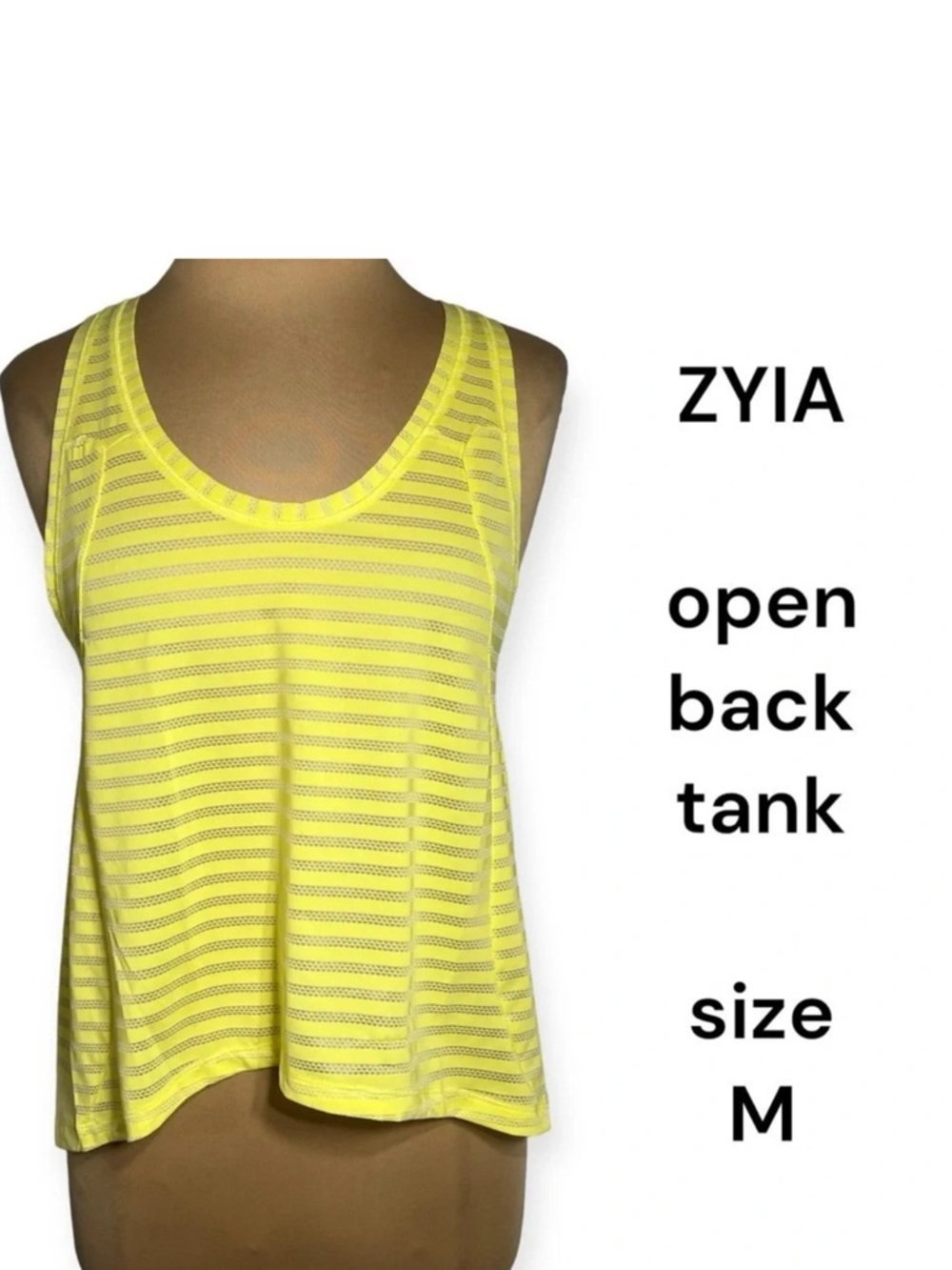 ZYIA yellow striped Nimbus split back tank sz M
